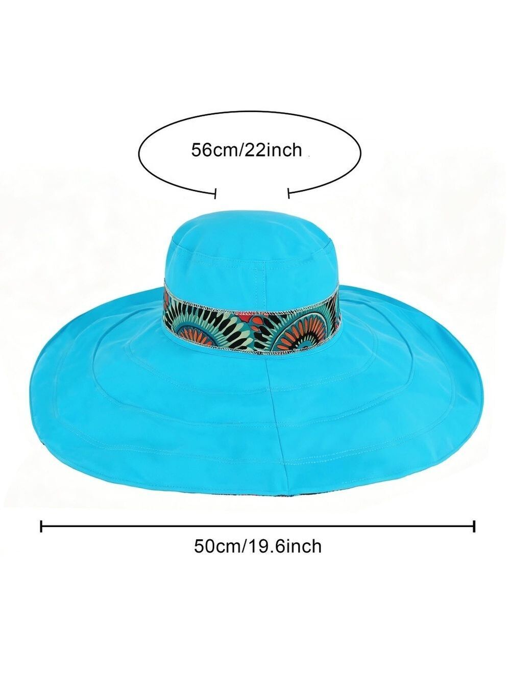Women's Foldable Floppy Sun Hats Reversible Vacation Beach Cap | Blue | Size OS - Picture 9 of 12